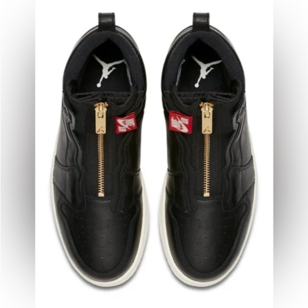 Air Jordan 1 Retro High Zip Black Sail Leather Gold Women’s 7.5 Punk Streetwear - Picture 16 of 16